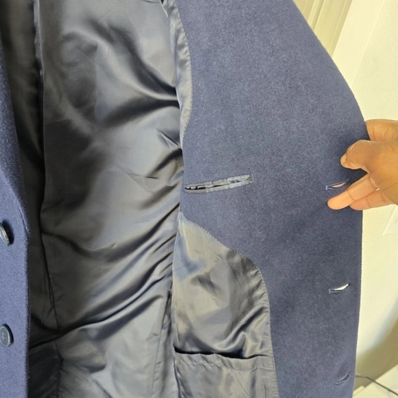 $395 Calvin Klein Long Coat 40 Mens Prosper Blue Wool Blend Heavy Old Money New - Picture 11 of 14